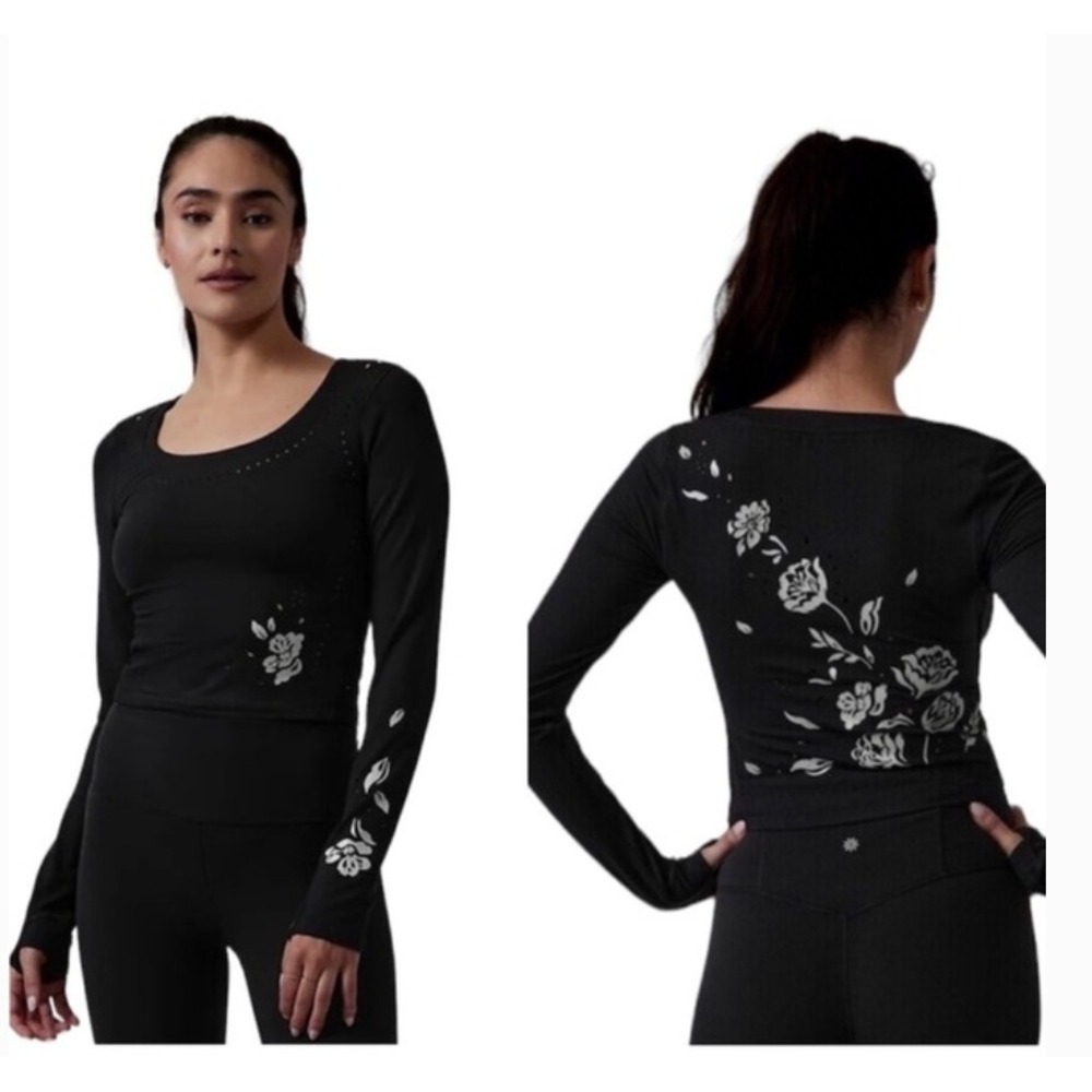 Athleta Limited Edition Shanti Eyelet Long Sleeve Top Size Large